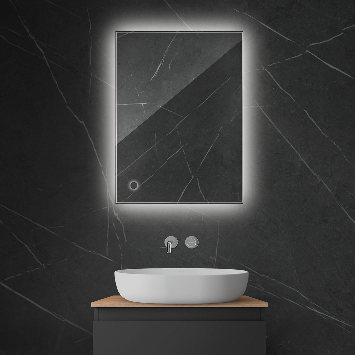 Oltens Nordlis lustro 60x80 cm prostokątne z oświetleniem od tyłu z matą grzewczą 64115000 - Wysyłka w 24h