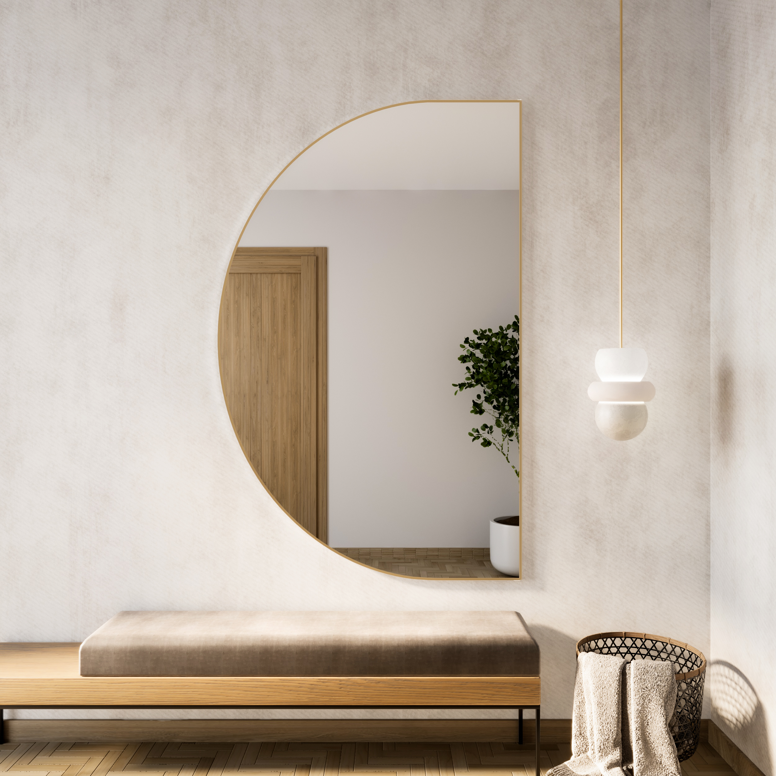 Baltica Design Tiny Border Semi Round lustro 150x75 cm złote
