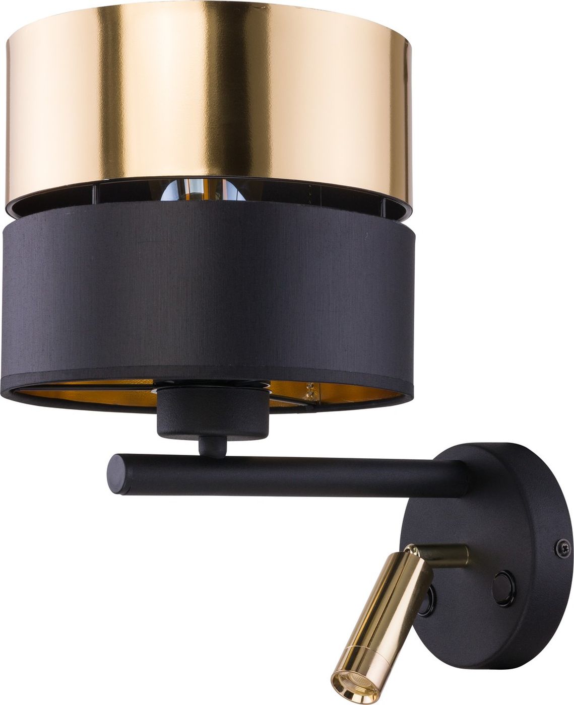 TK Lighting Hilton kinkiet 1x15W/1x6W czarny/złoty 2579 - Wysyłka w 24h