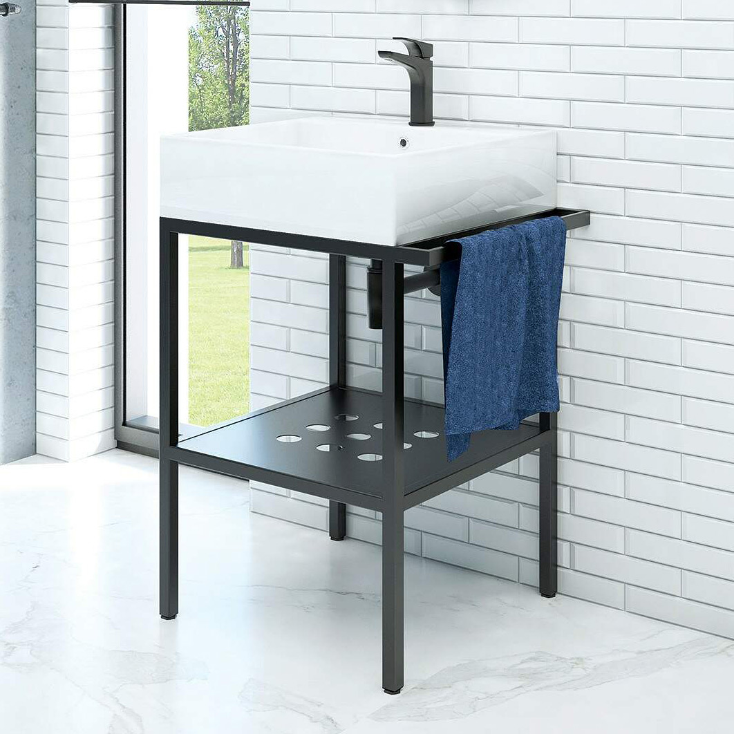 Deante Temisto umywalka z konsolą 50 cm czarną CDTS6U4S - Wysyłka w 24h