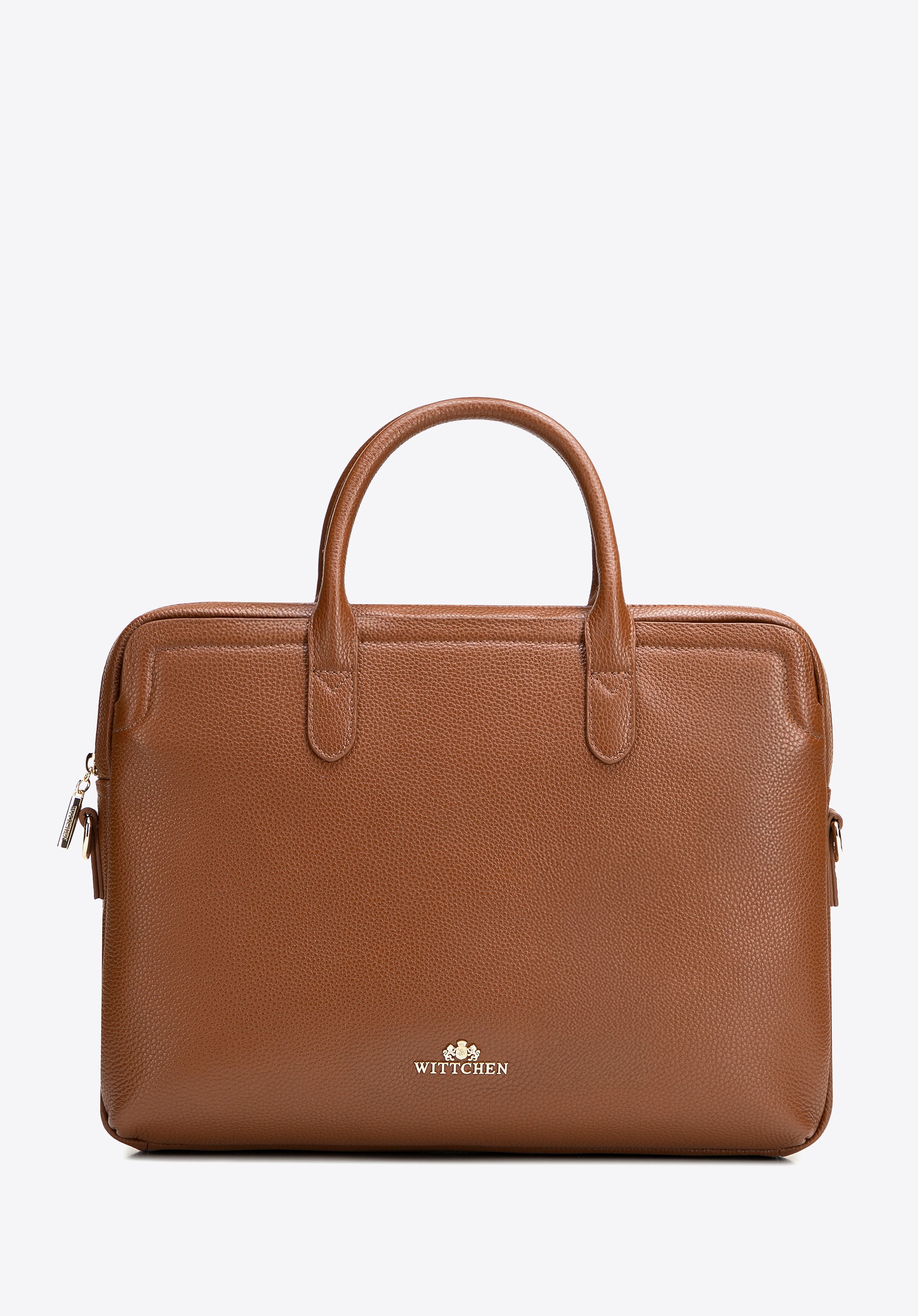 Dodatkowe rabaty - Damska torba na laptopa 15,6” ze skóry naturalnej groszkowej jasny brąz