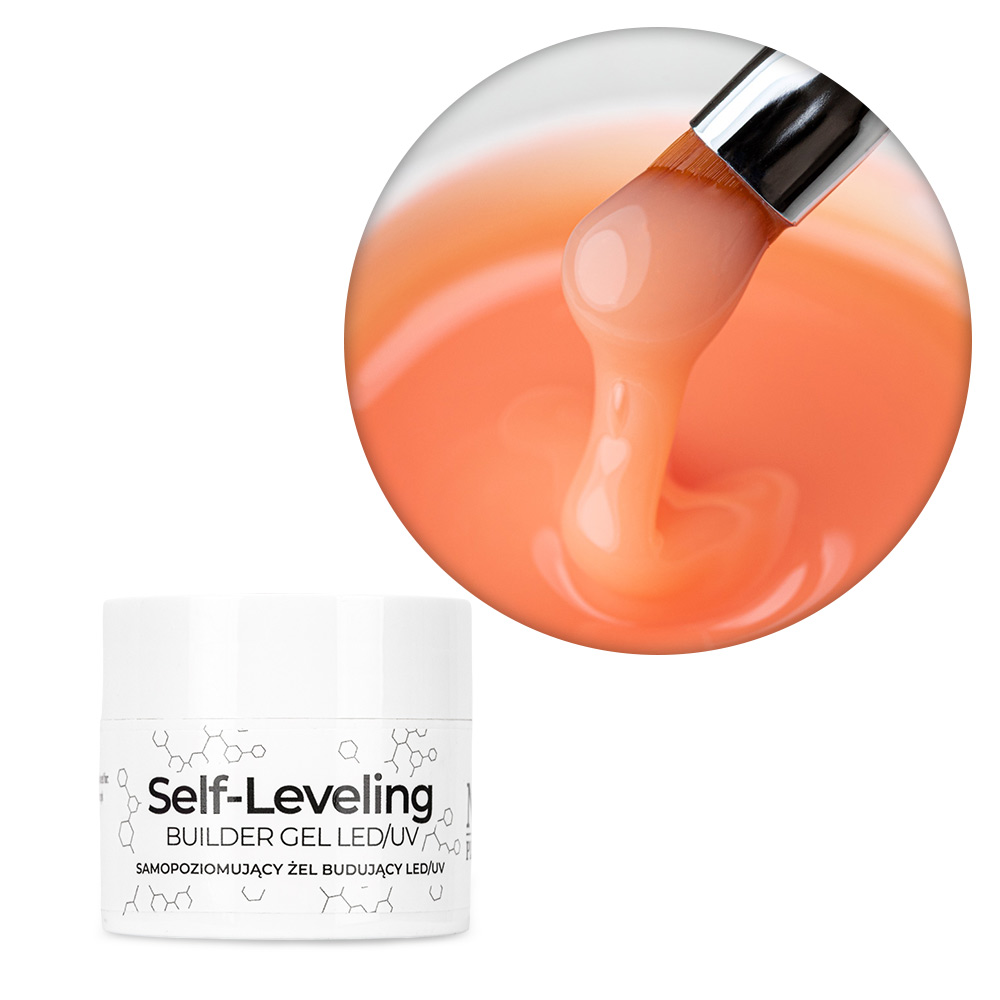 Budujący żel samopoziomujący twardy średniogęsty builder gel self leveling NTN Premium Orange HEMA/Di-HEMA Free 15 g
