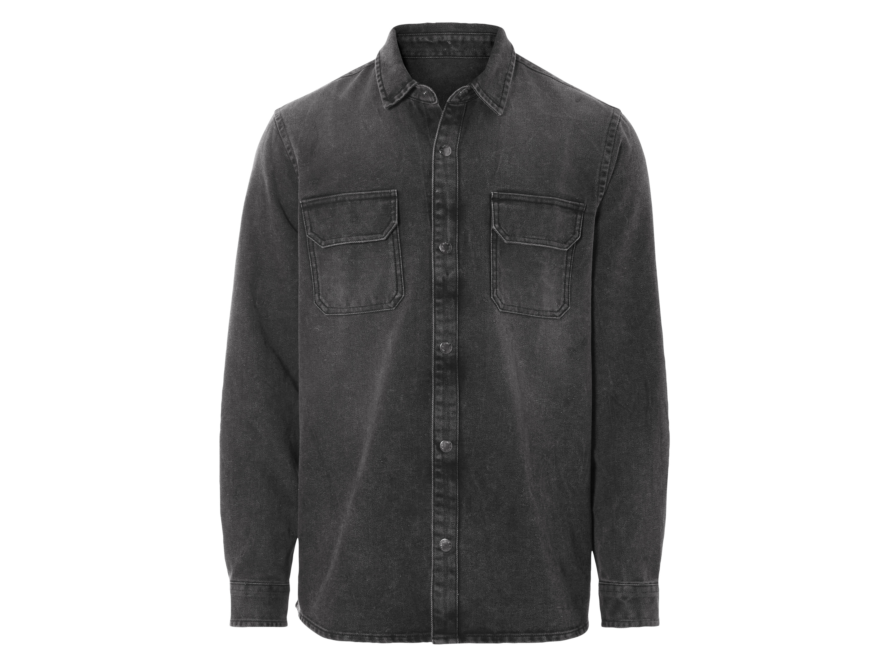 Livergy Męska koszula jeansowa, lekko zmyta Czarny, L 41/42