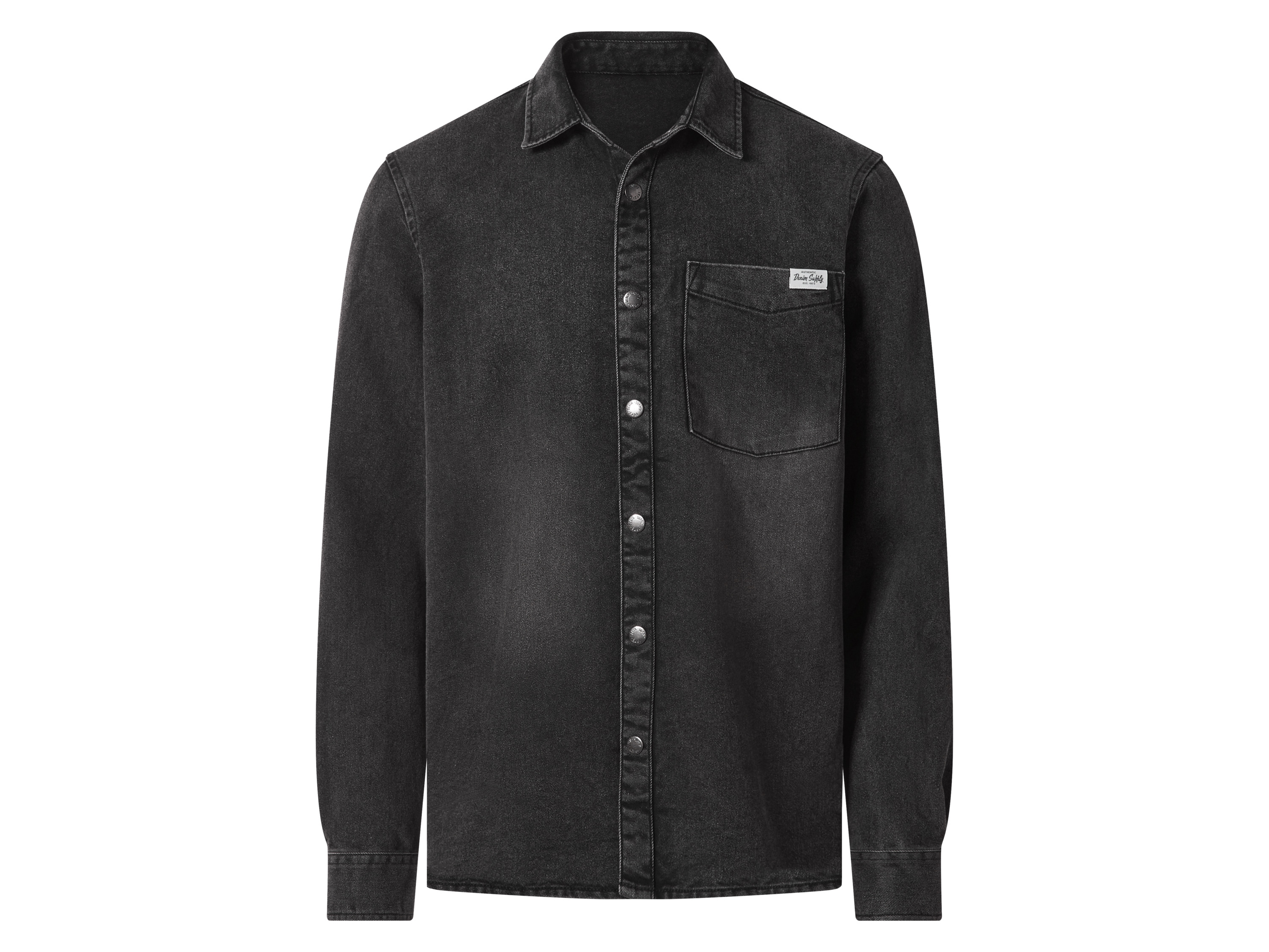 esmara Men Koszula jeansowa męska z bawełną Czarny, Xl43/44