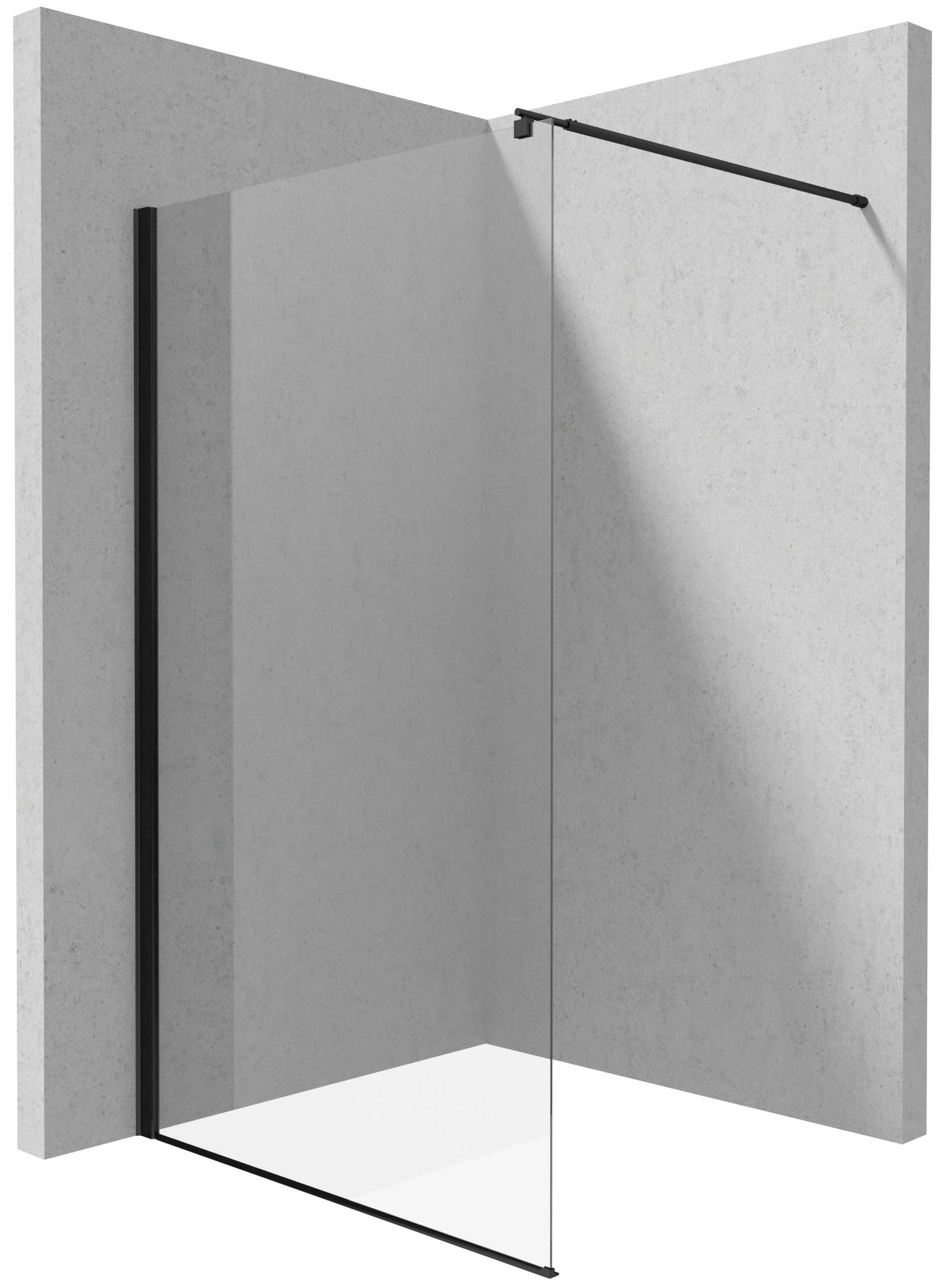 Darmowa Dostawa - Ścianka prysznicowa walk-in 140 cm czarny mat/szkło przezroczyste Deante Kerria Plus KTSN34P