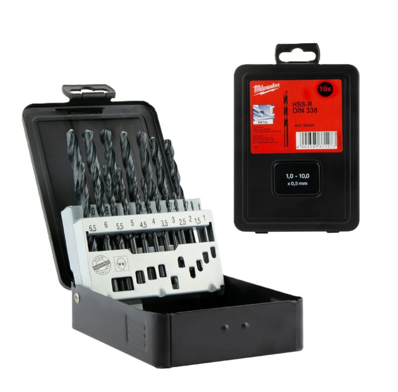 Zestaw wierteł do metalu Milwaukee HSS-R w kasecie zestaw 1-10 mm 19szt