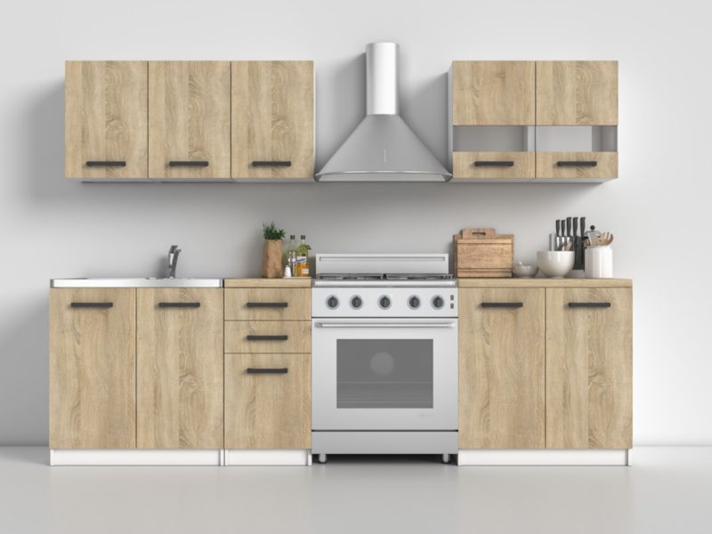 Meble Kuchenne Topeshop Set 200 Dąb Sonoma Biel 60x200x180 cm 1 szt.