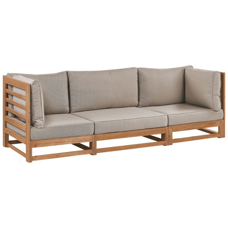 Sofa ogrodowa dla 3 osób Trani Modułowy Certyfikowane drewno akacjowe Jasnobrązowy 1 szt.