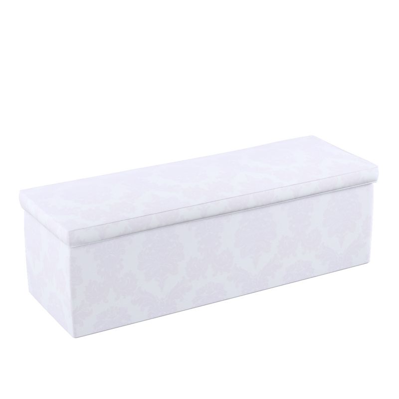 Skrzynia tapicerowana Dekoria 120 x 40 x 40 cm liście akantu na białym tle 1 szt.