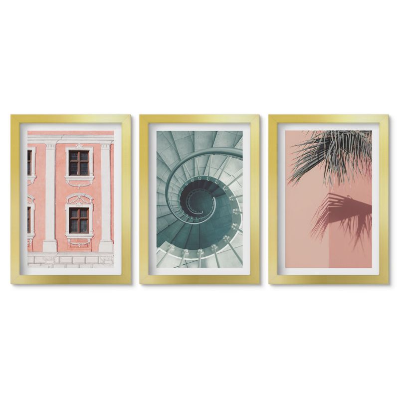 Obrazy w złotej ramie Tulup 20x30 cm Architektura pastelowe spiralne Obrazy w złotej ramie 1 kpl