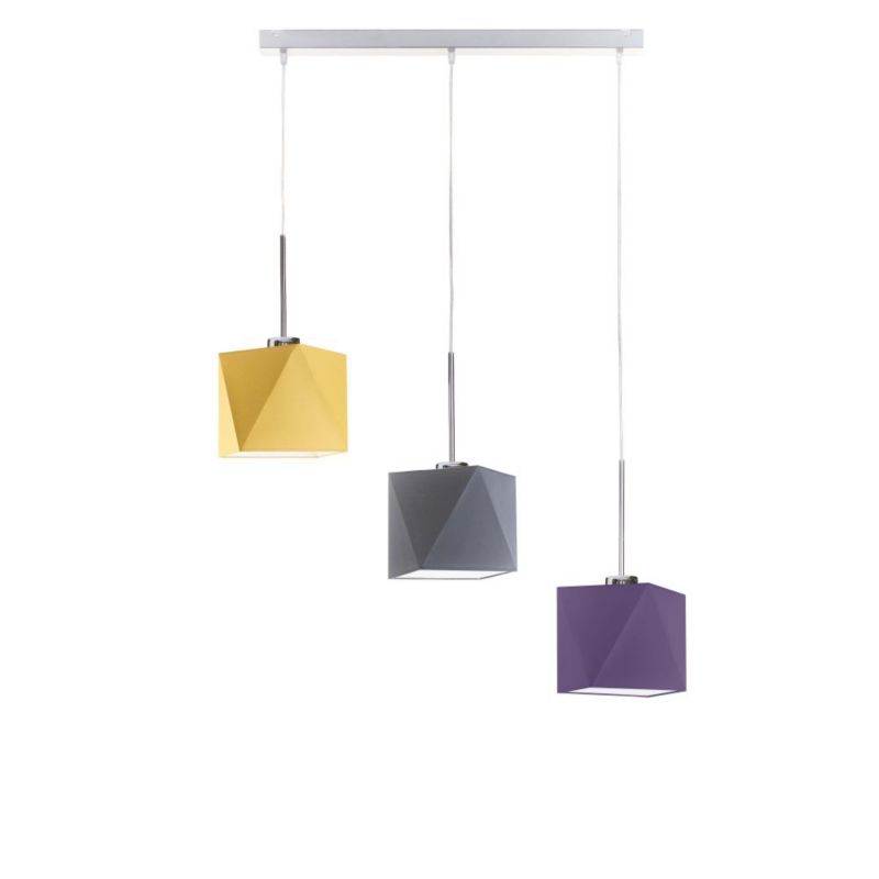 Lampa wisząca zwis Volta Light Factory żyrandol sufitowa z abażurami diament Szary, fioletowy, musztardowy BELARUS Z3 1szt.