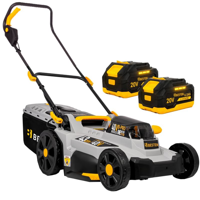 Kosiarka akumulatorowa BESTEN BE0002918 40V 43 cm 2x 6.0Ah bezszczotkowa B-PRO z koszem 50 l i mulczowaniem 1 szt.