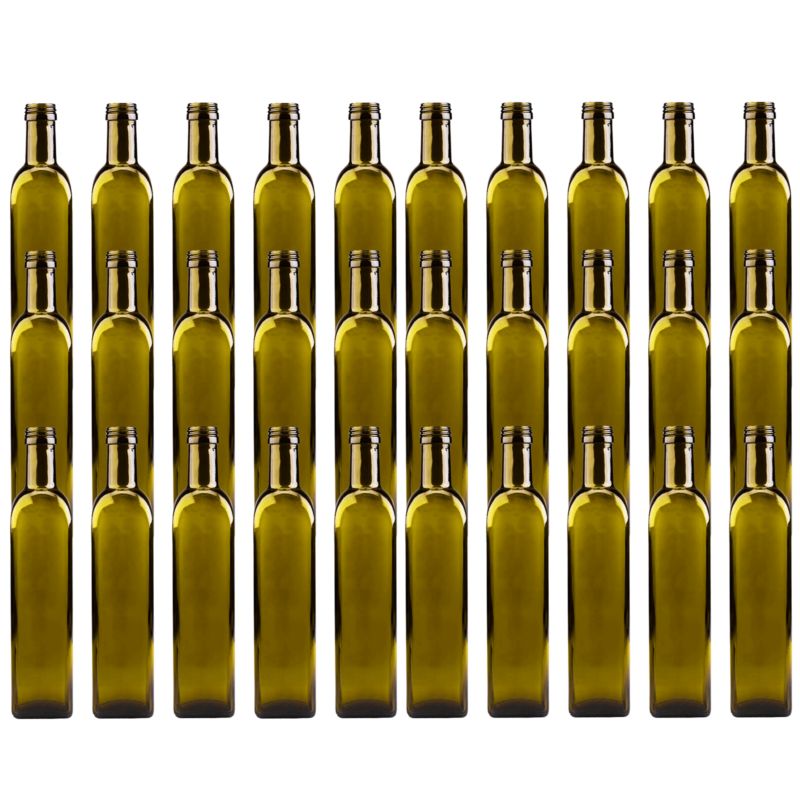Butelki szklane MODO24 500 ml maraska kwadratowa zielona na oliwę fi 31 bez nakrętek 30 szt.