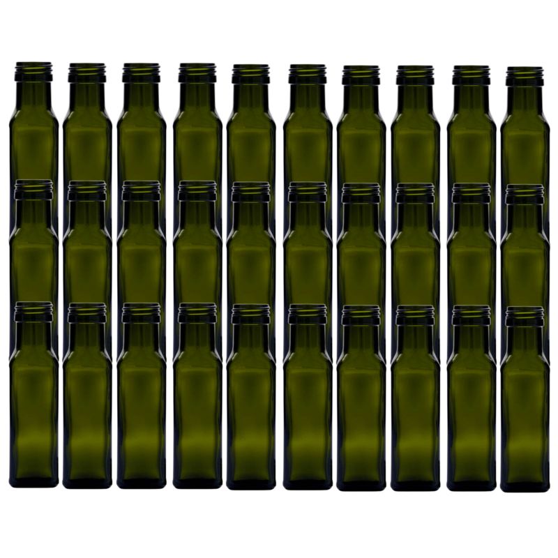 Butelki szklane MODO24 100 ml maraska kwadratowa zielona na oliwę fi 31 bez nakrętek 30 szt.