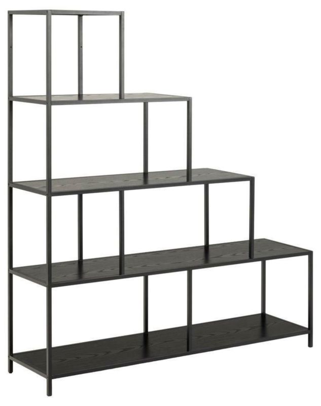 Regał na książki schodkowy Seaford Actona czarny metalowy industrialny 150x135 cm 1 szt.
