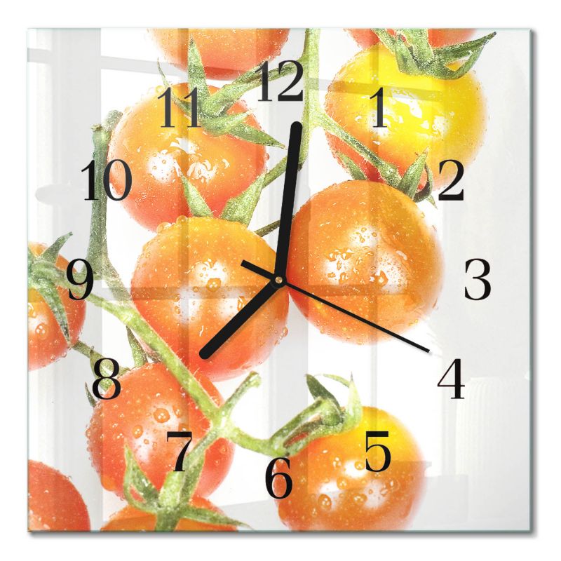 Designerski Zegar Ścienny Tulup 30x30 cm z Czarnymi Wskazówkami Pomidory 1 szt.