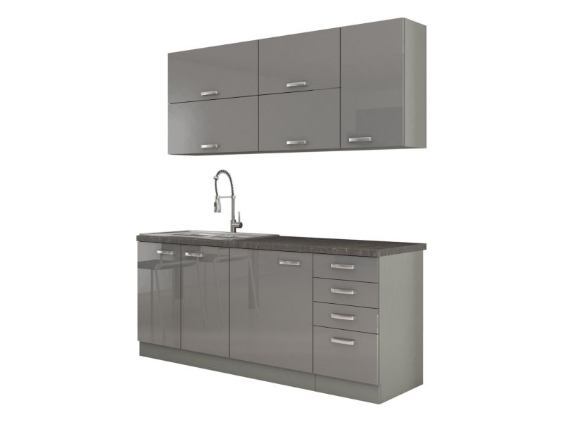 Meble kuchenne MIRJAN 24 Multiline III szary / szary połysk 1 kpl.