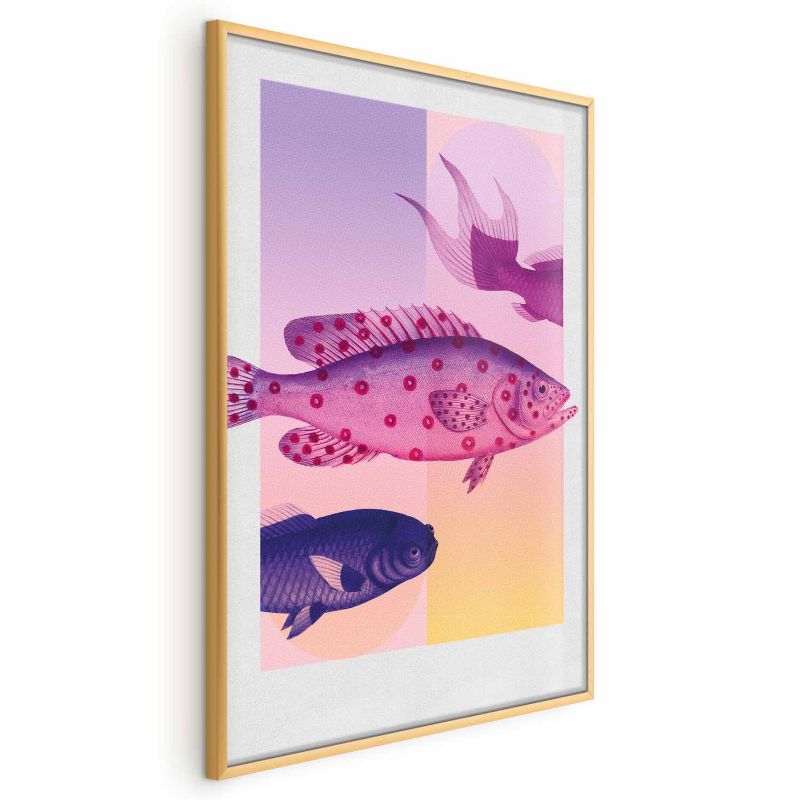 Plakat Artgeist Fantazyjne Ryby 40x60 cm z ramą złotą 1 szt
