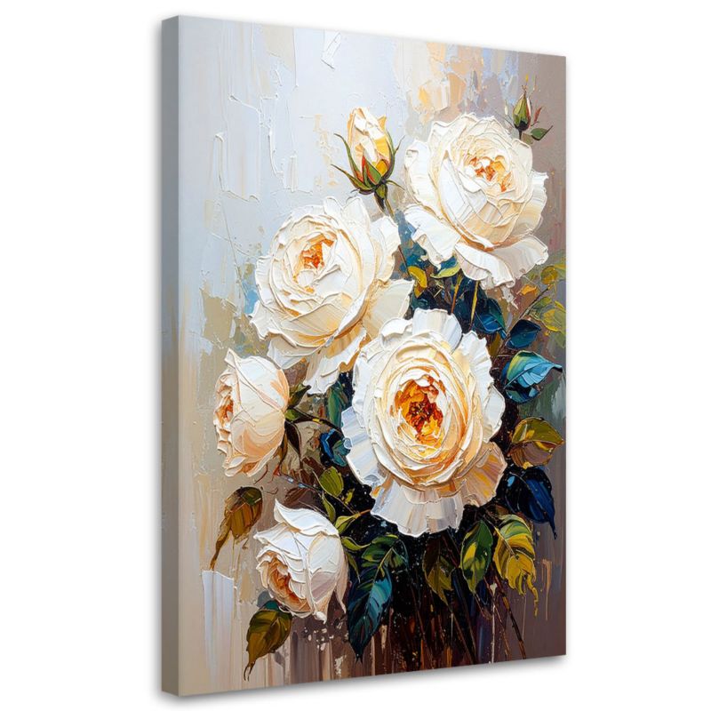 Obraz do salonu sypialni Feeby Róże Białe Kwiaty Bukiet 60x90cm 1szt