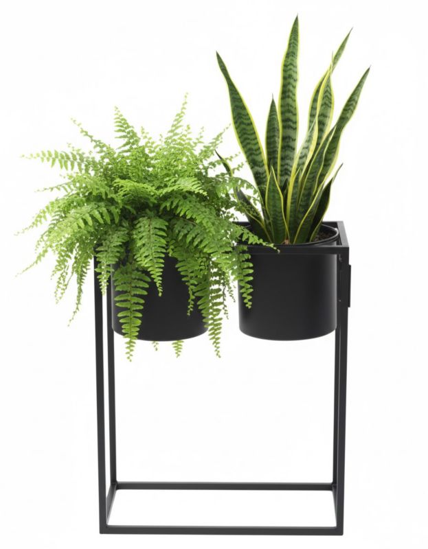 Kwietnik stojący JAKPOL Ugo Loft 60x50 cm metalowy czarny 1 szt.