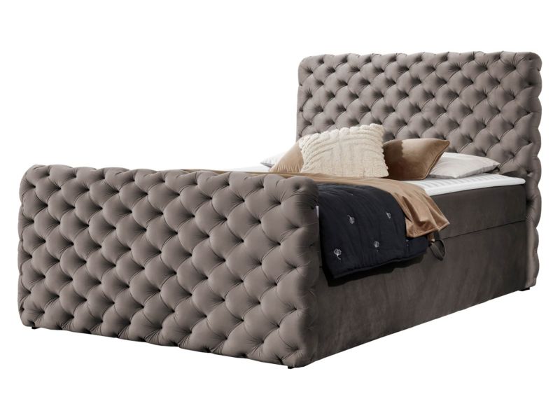 Łóżko kontynentalne MIRJAN 24 Chesterfield Lux 140x200 chłodny brąz 1 szt.
