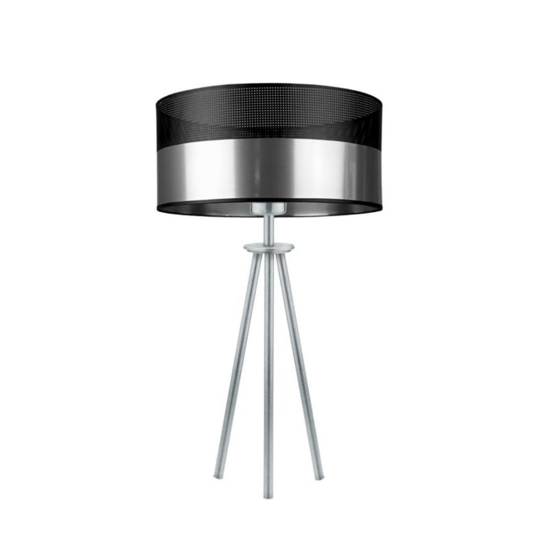 Lampka Nocna Volta Light Factory Deco Abażur Srebrny Walec 1xE27 1szt.