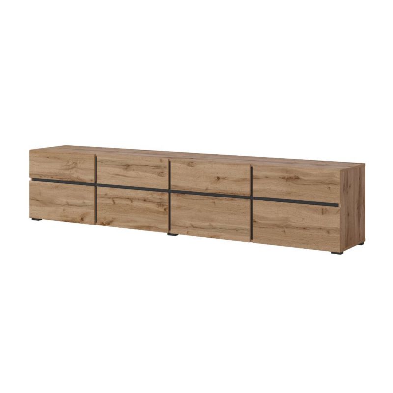 Szafka RTV Helvetia CROSS 4K4S 225cm dąb wotan/czarna 1 szt.