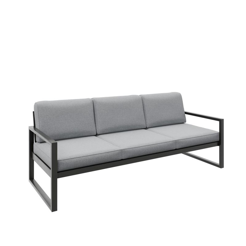 Sofa ogrodowa Bettso Alicante trzyosobowa na czarnych nogach jasnoszary 1szt.