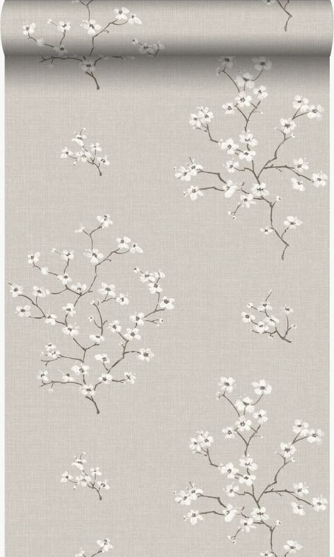 Tapeta Origin Wallcoverings kwitnąca gałąź taupe 53 cm x 10.05 m - 1 rol.
