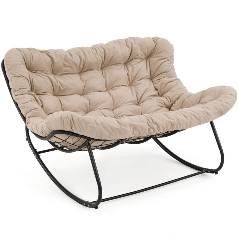 Ogrodowa sofa fotel 2 osobowy bujany MebleMWM poduszka beż 208 1 szt.