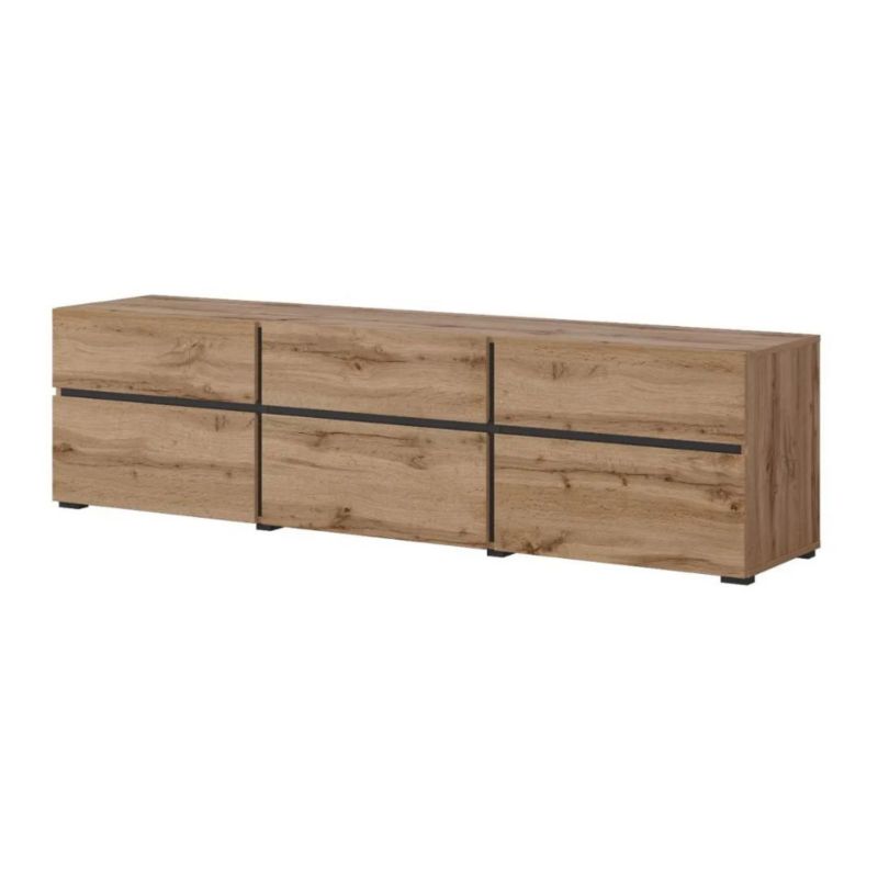 Szafka RTV Helvetia CROSS 3K3S 180cm dąb wotan/czarna 1 szt.