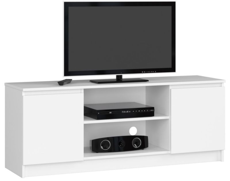 Szafka RTV Akord Biała 140 cm 2 drzwi kolor Biały mat 2 półki 140x40x55 cm 1 szt.