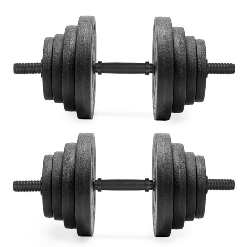 Hantle Actiget 30 kg do treningu siłowego zestaw 2x15 kg sztanga talerze zaciski 1 kpl.