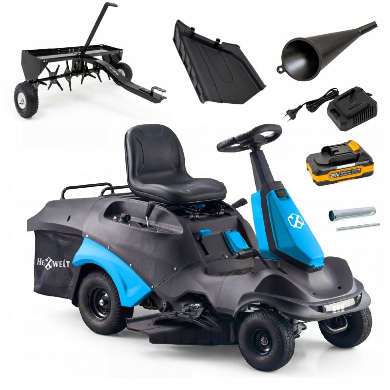 Traktorek ogrodowy Hexwelt 224cc aerator kosiarka kosz 150l spalinowy 66cm zestaw 1 szt.
