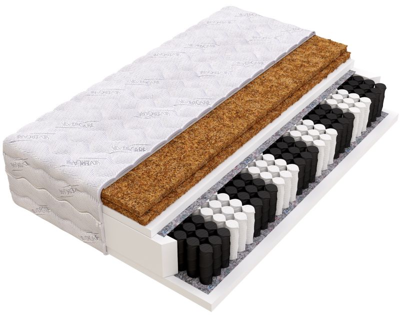 Materac FDM 90x200 SILVER MAX sprężyny kieszeniowe 2x kokos pianka T25 pokowiec SILVERCARE 1 szt.