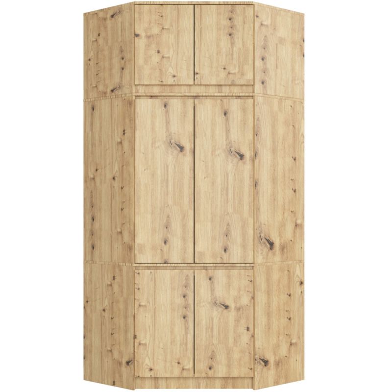 Szafa narożna z nadstawką Akord S100 Dąb Artisan 100 cm 6 drzwi kolor Dąb Artisan mat 9 półek 100x50x235 cm 1 szt.