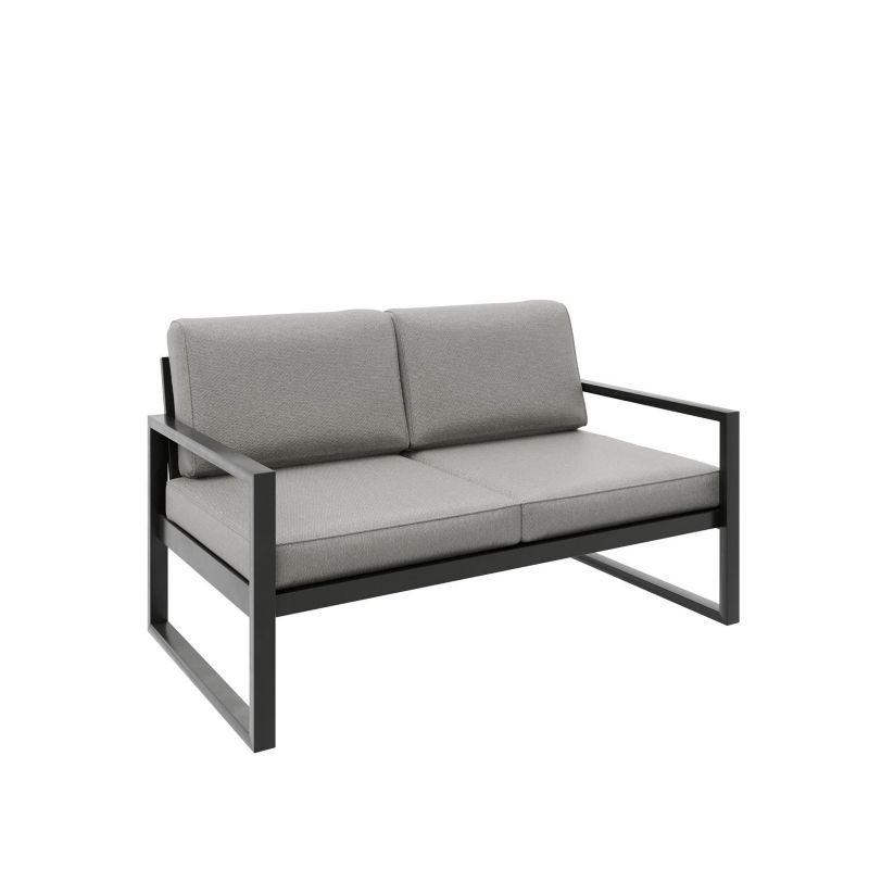 Sofa ogrodowa Bettso Alicante dwuosobowa na czarnych nogach beżowy 1szt.