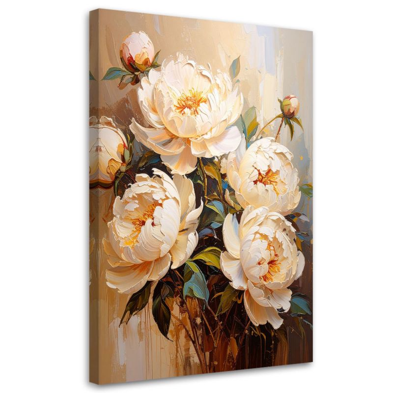 Obraz do salonu sypialni Feeby Piwonie Kremowe Kwiaty Bukiet 70x100cm 1szt