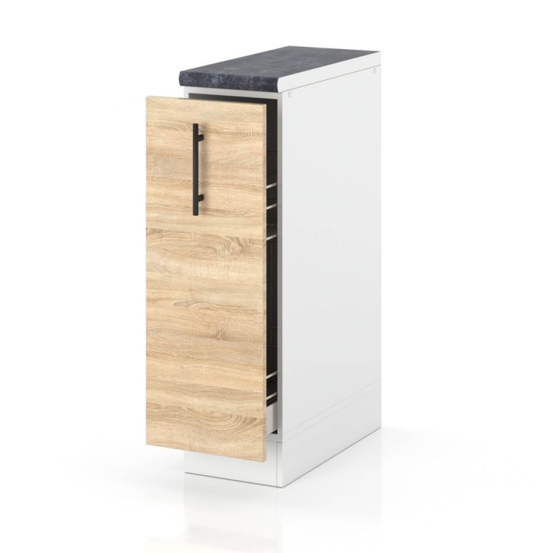 Szafka Kuchenna Hurtownia-Mebli Stojąca Cargo D15 CARGO sPremium 15cm Biały Mat Dąb Sonoma 15x52x85 cm 1szt.