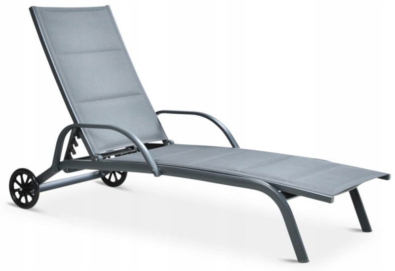 Leżak Ogrodowy Focus Garden Plażowy Mobilny Aluminium MAJORKA Regulowany na Basen szary 1 szt