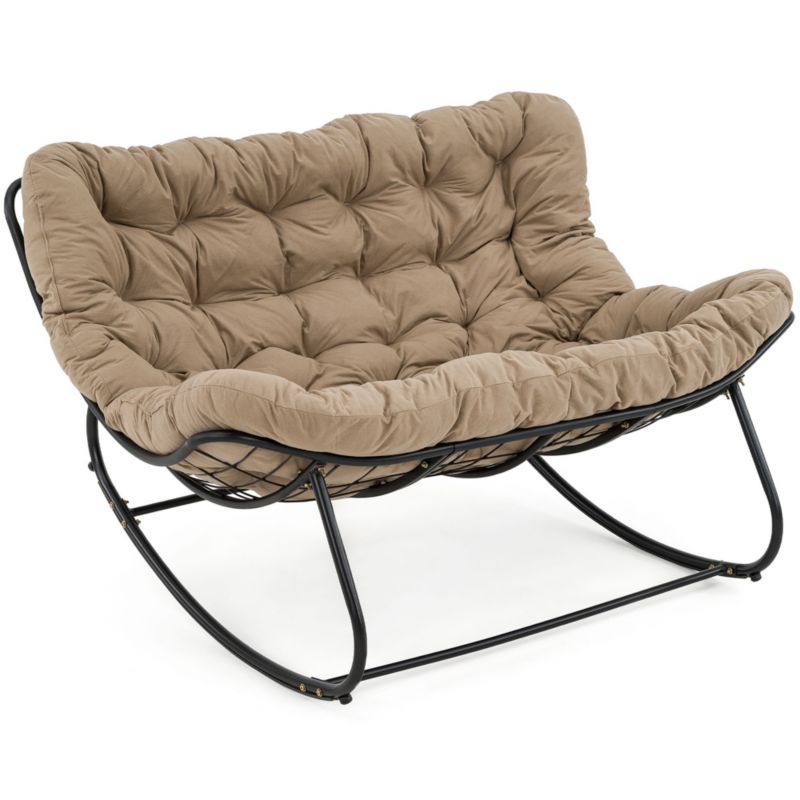 Ogrodowa sofa fotel 2 osobowy bujany MebleMWM poduszka ciemny beż 14C 1 szt.