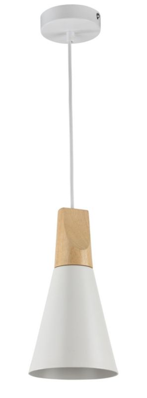 Lampa wisząca Maytoni Bicones biała jasne drewno wym: 142 x 14 x 14 cm 1xE27 x 1 szt.