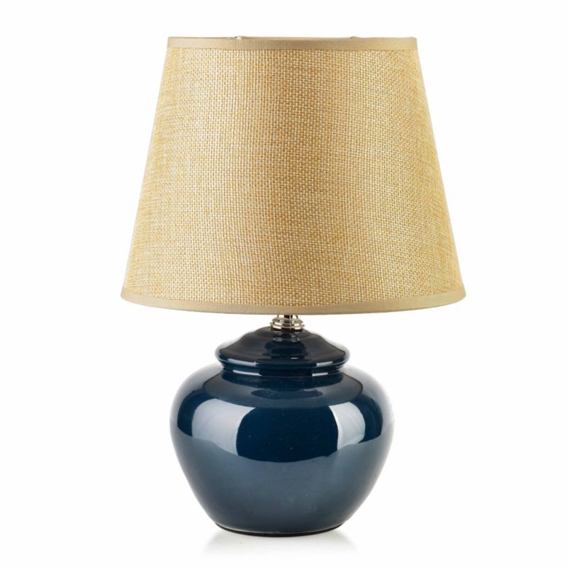 Lampa stołowa ceramiczna MONDEX LETI GREY 13x20x28,5 cm granatowa 1 szt.