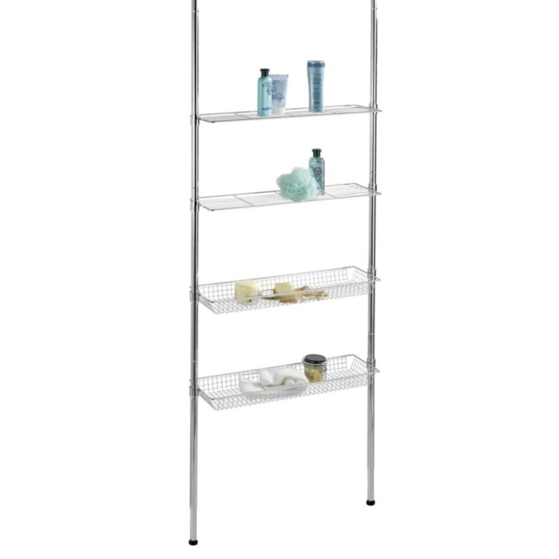 Regał łazienkowy teleskopowy Wenko Ellera 4-poziomowy stal srebrna, stojący, 71x20x65-285 cm, 1 szt.