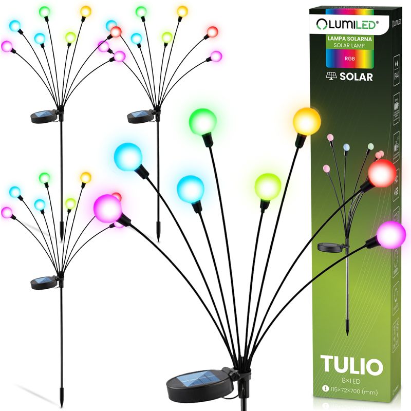 Lampa Solarna Lumiled Ogrodowa LED Wbijana Dekoracyjna Dmuchawiec Kuleczki RGB 4 szt.