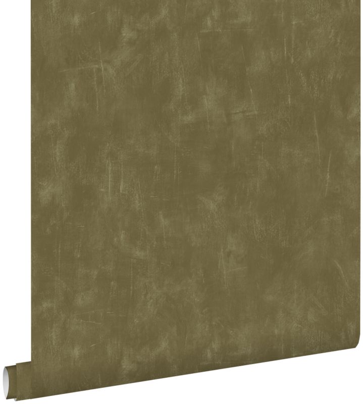 Tapeta ESTAhome malowany efekt zielonym khaki 53 cm x 10.05 m - 1 rol.