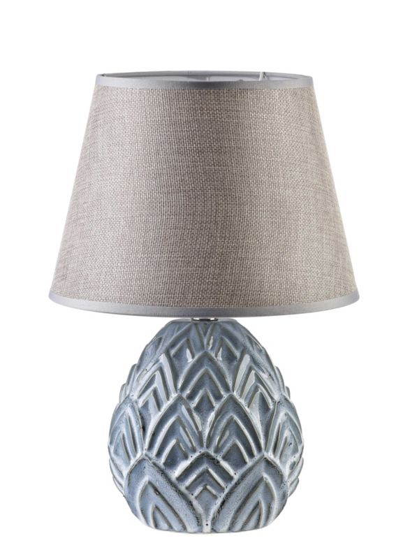Lampa stołowa ceramiczna Mondex LETI WOOD 13,5x9x33 cm nieb/beż 1 szt