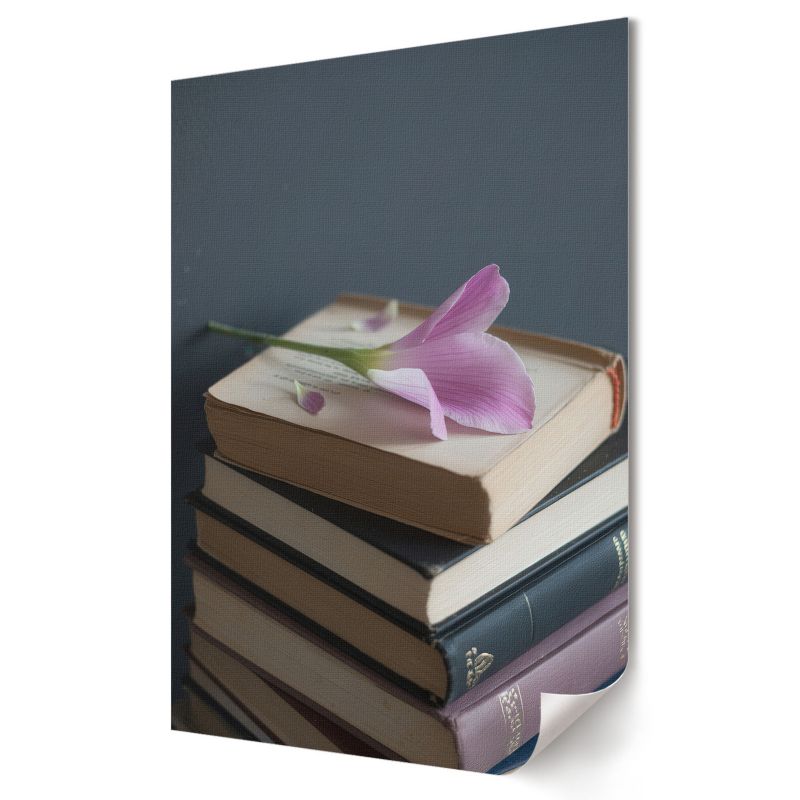 Plakat canvas Wallfluent Format A4 Kwiat i książki Kolektyw View 1 szt.
