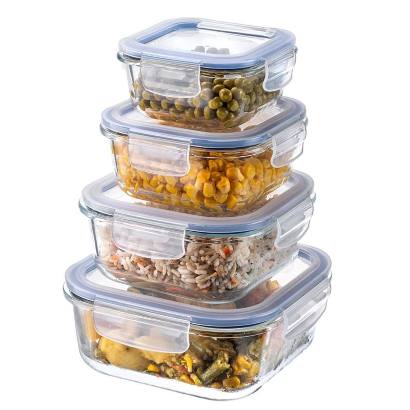 Pojemnik Na Żywność KADAX Szklany Zestaw Pojemniki Szklane Z Pokrywą Lunchbox x4 1szt.