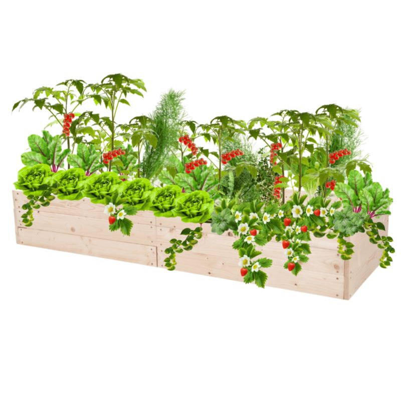 Skrzynia na warzywa MODO24 grządka naturalne drewno 27x203x60 cm 1 szt.